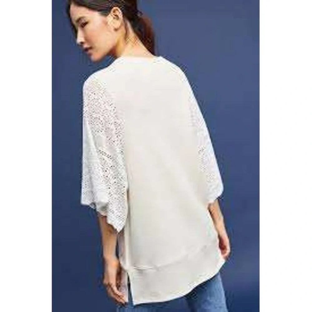 AKEMI + KIN Anthropologie Coro Dolman Crochet Sweatshirt Women's‎ XS Cream Boho